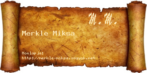 Merkle Miksa névjegykártya
